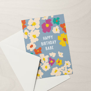 Colorful Flowers Babe at Any Age Birthday Card
