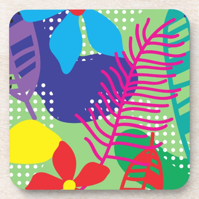 Colorful flowers background beverage coaster (Front)