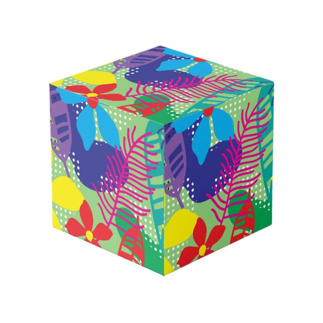 Colorful flowers background cube (Front Angled)