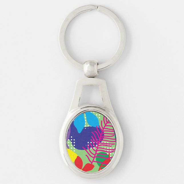 Colorful flowers background keychain (Front)