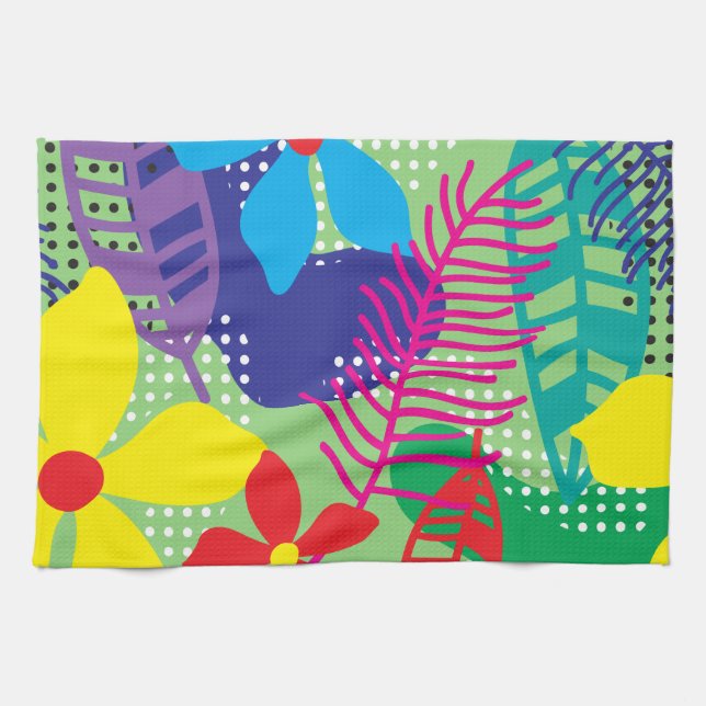 Colorful flowers background kitchen towel (Horizontal)