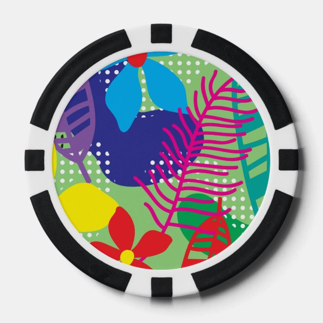 Colorful flowers background poker chips (Front)
