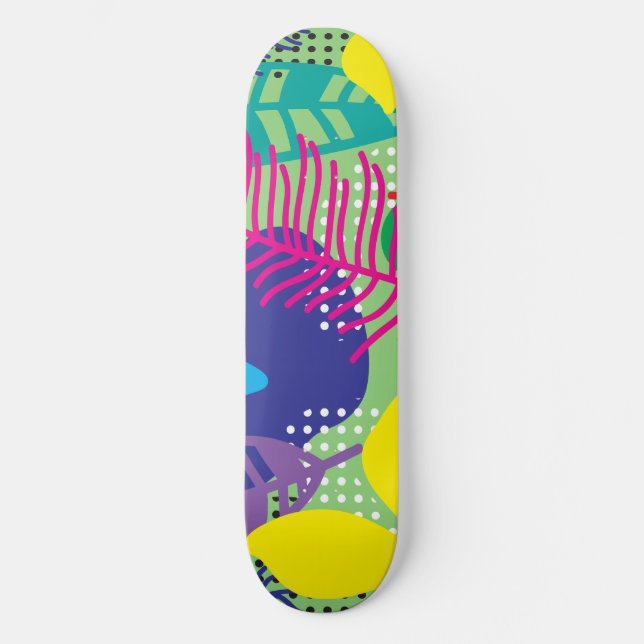 Colorful flowers background skateboard (Front)