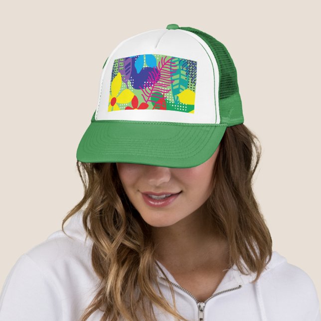 Colorful flowers background trucker hat (In Situ)