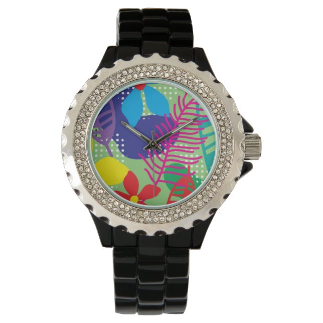 Colorful flowers background watch (Front)