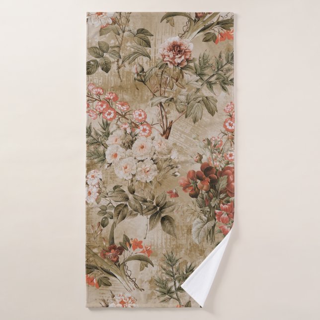 colorful flowers background. watercolor Illustrati Bath Towel (Bath Towel)