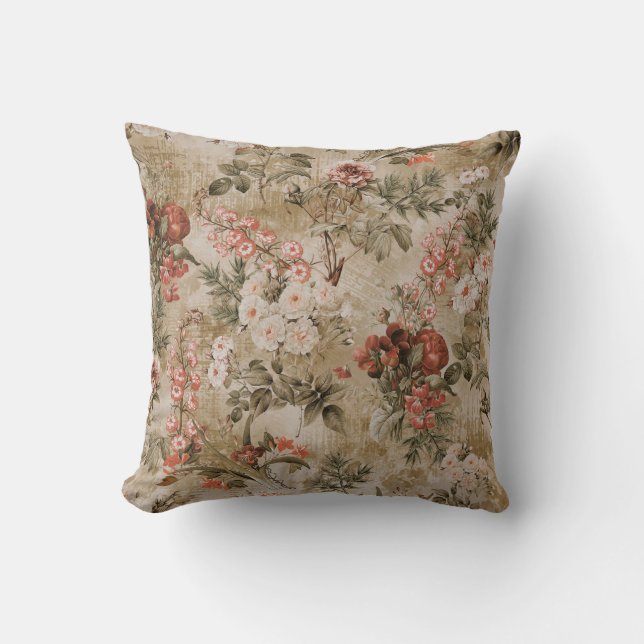 colorful flowers background. watercolor Illustrati Throw Pillow (Front)