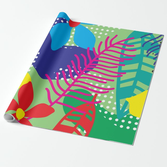 Colorful flowers background wrapping paper (Unrolled)