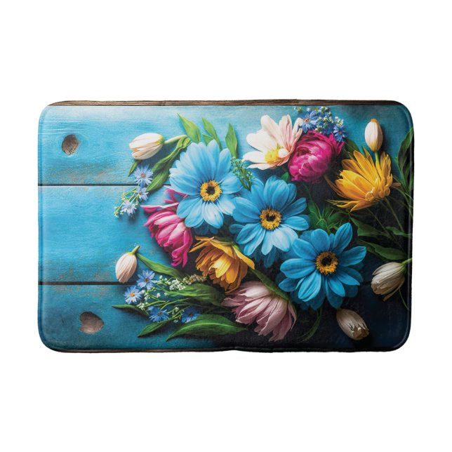 Colorful Flowers Bath Mat (Front)