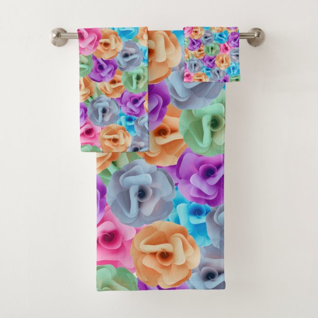 colorful flowers bath towel set (Insitu)