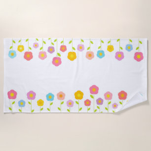 Colorful flowers beach towel