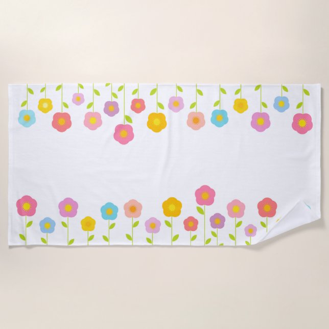 Colorful flowers beach towel (Front)