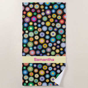 Colorful flowers beach towel