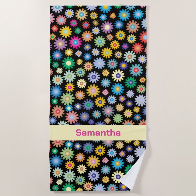 Colorful flowers beach towel (Front)
