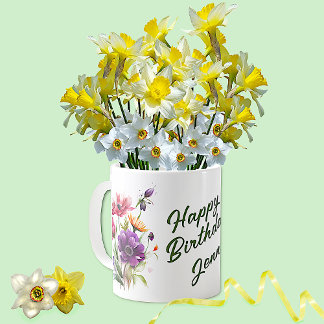Colorful Flowers Birthday Greetings Coffee Mug