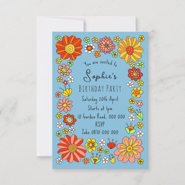 Colorful Flowers Birthday Invitation (Front)