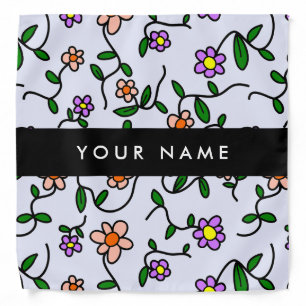 Colorful Flowers, Blue Background, Black Bandana