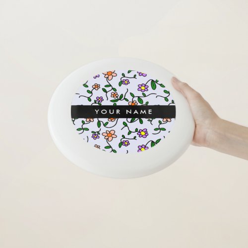 Colorful Flowers Blue Background Black Wham_O Frisbee