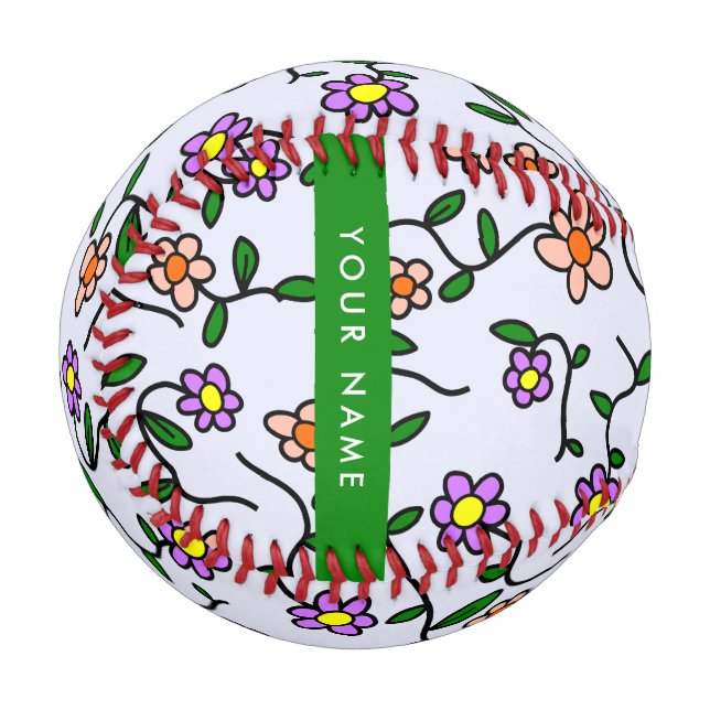 Colorful Flowers, Blue Background, Green Baseball (Front Left)