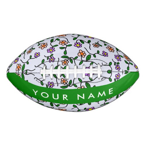 Colorful Flowers Blue Background Green Football