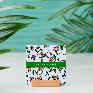 Colorful Flowers, Blue Background, Green Holder