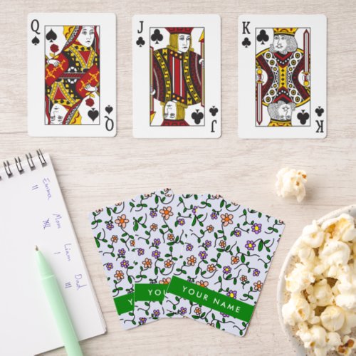 Colorful Flowers Blue Background Green Pinochle Cards