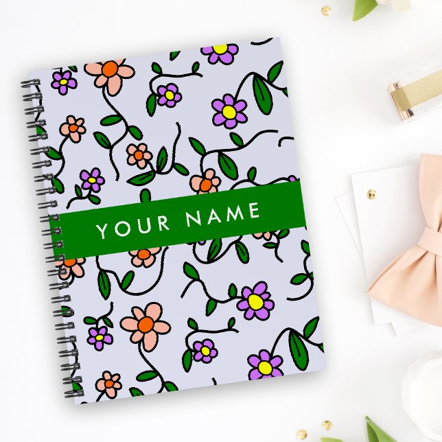 Colorful Flowers, Blue Background, Green Planner (Creator Uploaded)