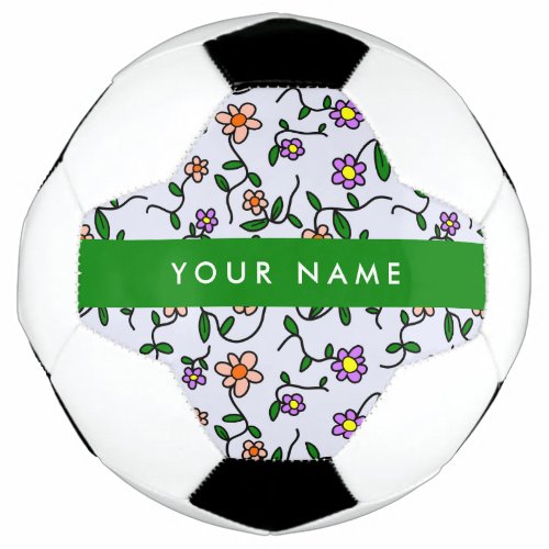 Colorful Flowers Blue Background Green Soccer Ball