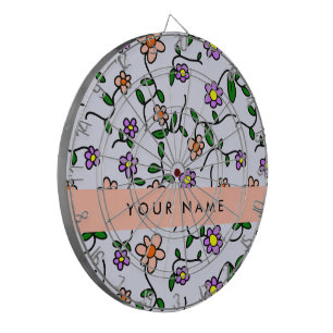 Colorful Flowers, Blue Background, Orange Dart Board