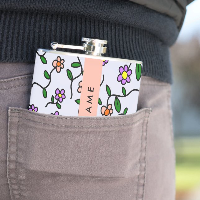 Colorful Flowers, Blue Background, Orange Flask (In Situ)