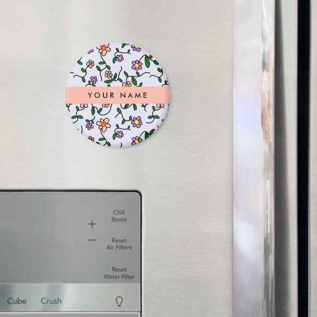 Colorful Flowers, Blue Background, Orange Magnet (In Situ (Fridge))