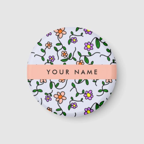 Colorful Flowers Blue Background Orange Magnet