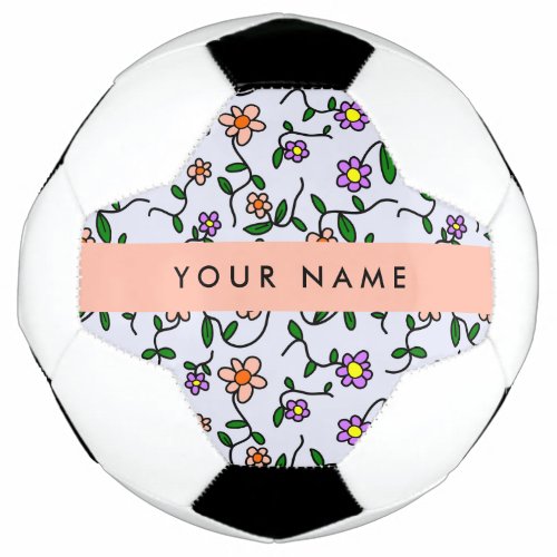 Colorful Flowers Blue Background Orange Soccer Ball