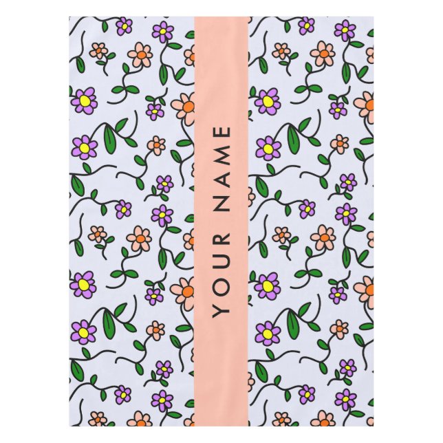 Colorful Flowers, Blue Background, Orange Tablecloth (Front)