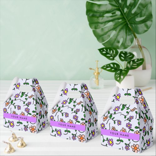 Colorful Flowers Blue Background Purple Favor Boxes