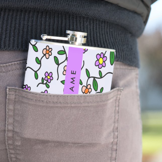 Colorful Flowers, Blue Background, Purple Flask (In Situ)