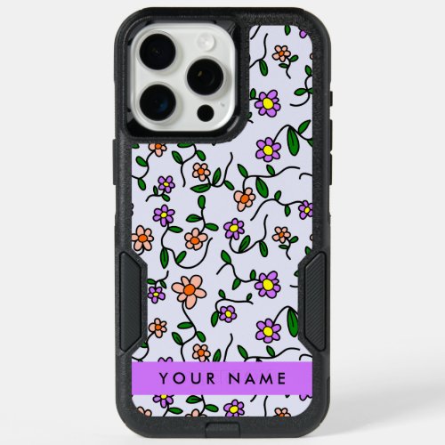 Colorful Flowers Blue Background Purple iPhone 15 Pro Max Case