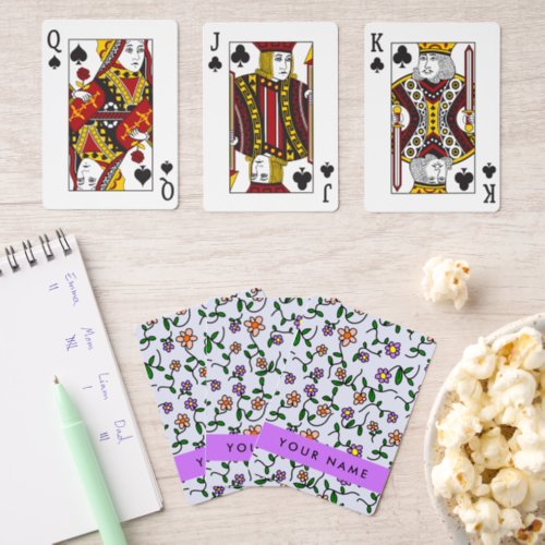 Colorful Flowers Blue Background Purple Pinochle Cards