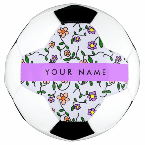 Colorful Flowers Blue Background Purple Soccer Ball