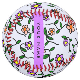 Colorful Flowers, Blue Background, Purple Softball