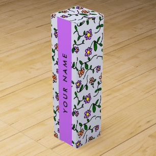 Colorful Flowers, Blue Background, Purple Wine Box