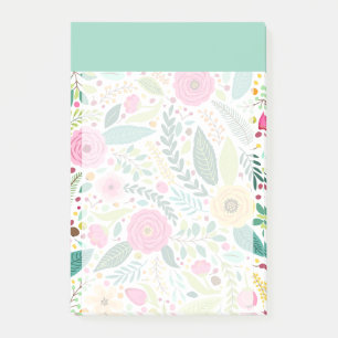 Colorful flowers Blue sky color block Girly Post-it Notes