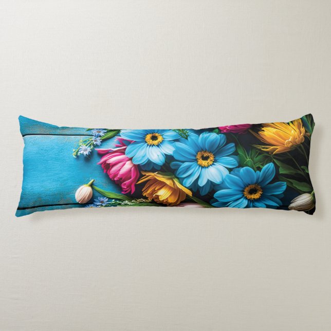 Colorful Flowers Body Pillow (Front)