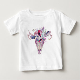 Colorful flowers boho skull baby T-Shirt