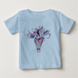 Colorful flowers boho skull baby T-Shirt