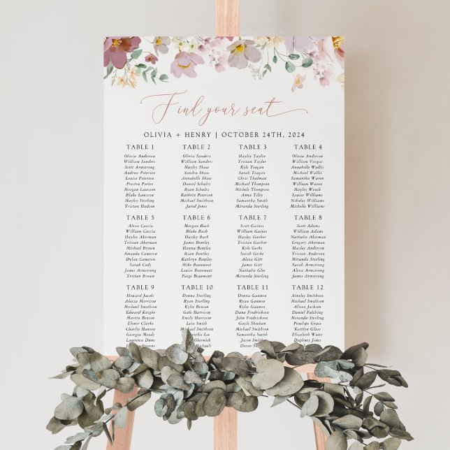 Colorful Flowers, Boho, Wedding Seating Chart (Creator Uploaded)