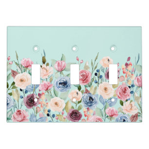 Colorful flowers border light switch cover