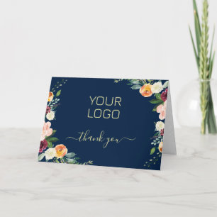 Colorful flowers border thank you card