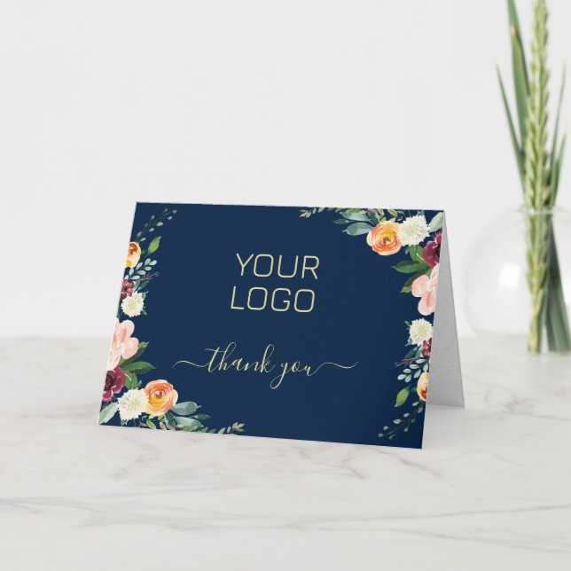 Colorful flowers border thank you card (Front)