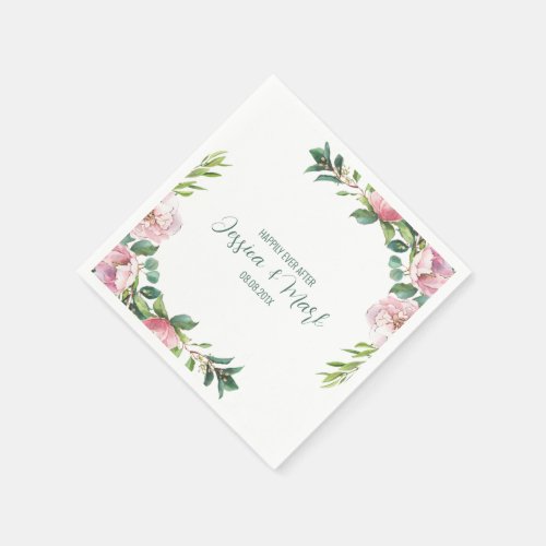 Colorful flowers border wedding design napkins